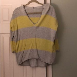 Bright yellow and gray striped sweater